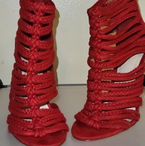 Women's Aldo Red Caged Heels